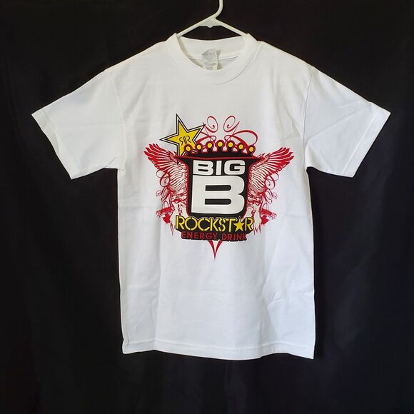 Big B Rapper Rockstar Energy Drink Mens S T-Shirt White Short Sleeve Crew New - Picture 1 of 9